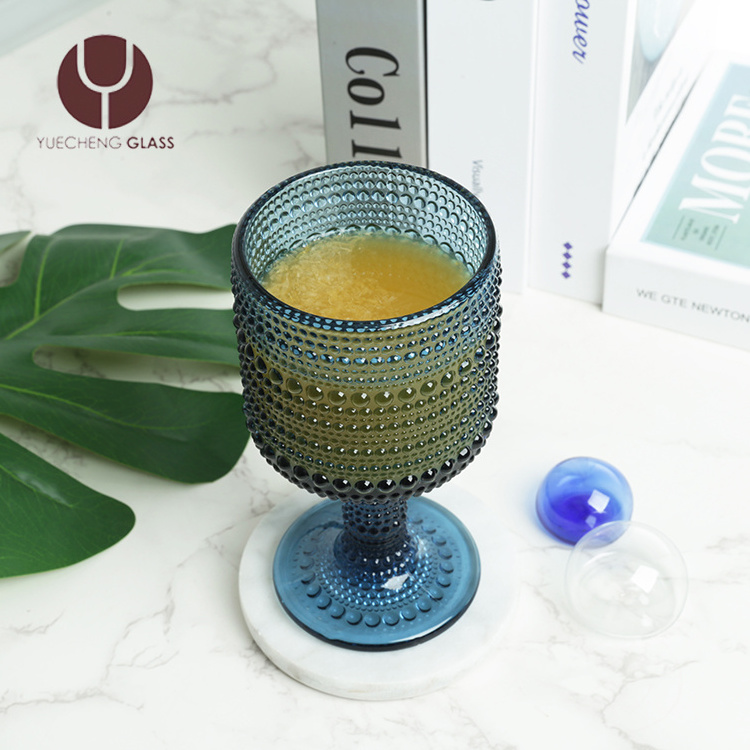 Wholesale Cheap Crystal Modern Wedding Colored Sublimation Machine Pressed Blue Glass Goblet For White Red Wine