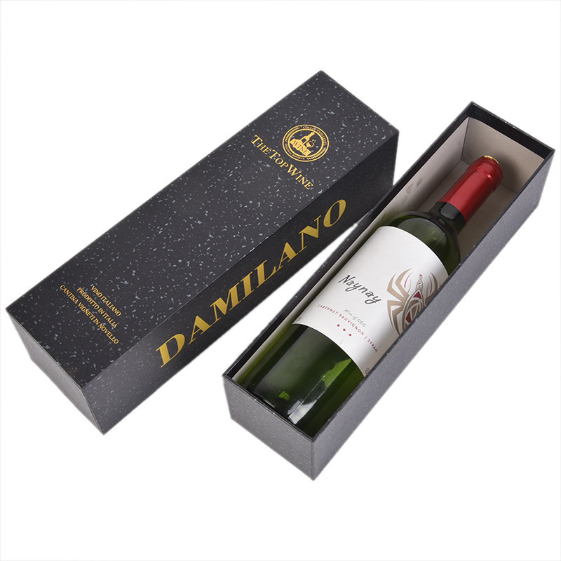 Custom logo black 2 bottle wine rigid shipping paper box for wine bottle packaging