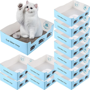 YUE Suitable For Small Outdoor Pets Foldable Travel Portable Low Entrance Design Cat Paper Box House Disposable Cat Litter Box