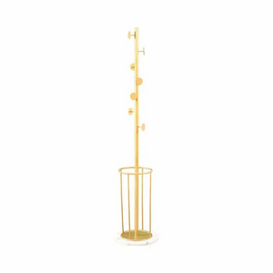 Nordic Style Clothes Hanger Bedroom Light Luxury Gold Floor-Standing Metal Marble Coat Rack With Storage