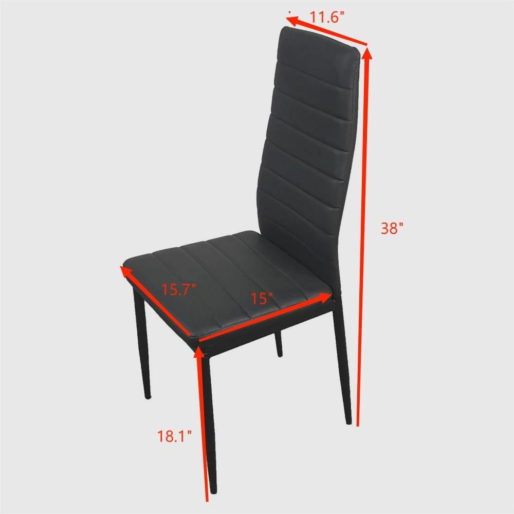 Horizontal Leather Black High Back Dining Chair Factory Cheap Sale Chair 4 To A Pack