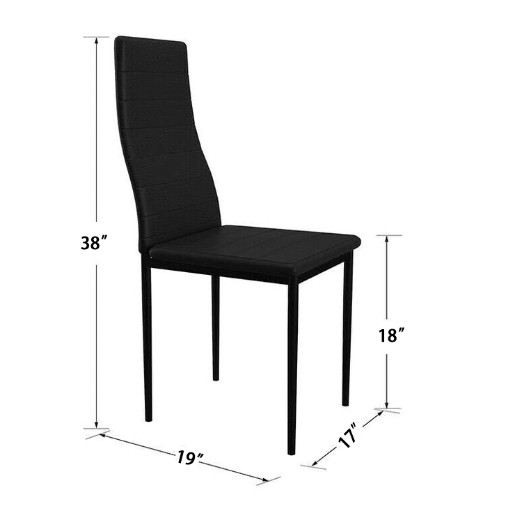 Hotel restaurant black pu leather banquet seat and metal leg chairs high back PU leather dining chair