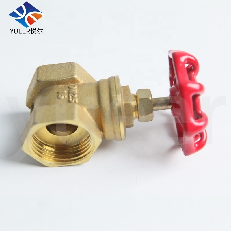 DN 15/25/32/50 Brass water meter switch valve threaded gate valve  with red wheel handle