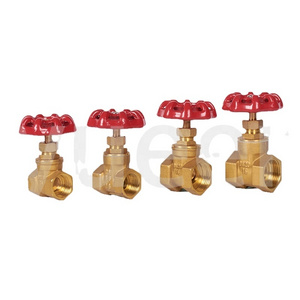 DN 15/25/32/50 Brass water meter switch valve threaded gate valve  with red wheel handle