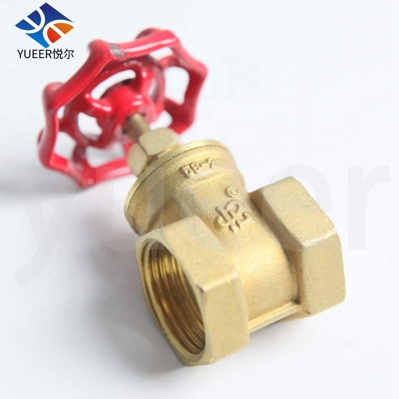 DN 15/25/32/50 Brass water meter switch valve threaded gate valve  with red wheel handle