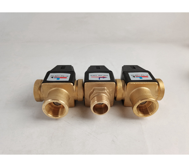 DN20 DN25 40mm thermostatic 3 way brass water mixing valve