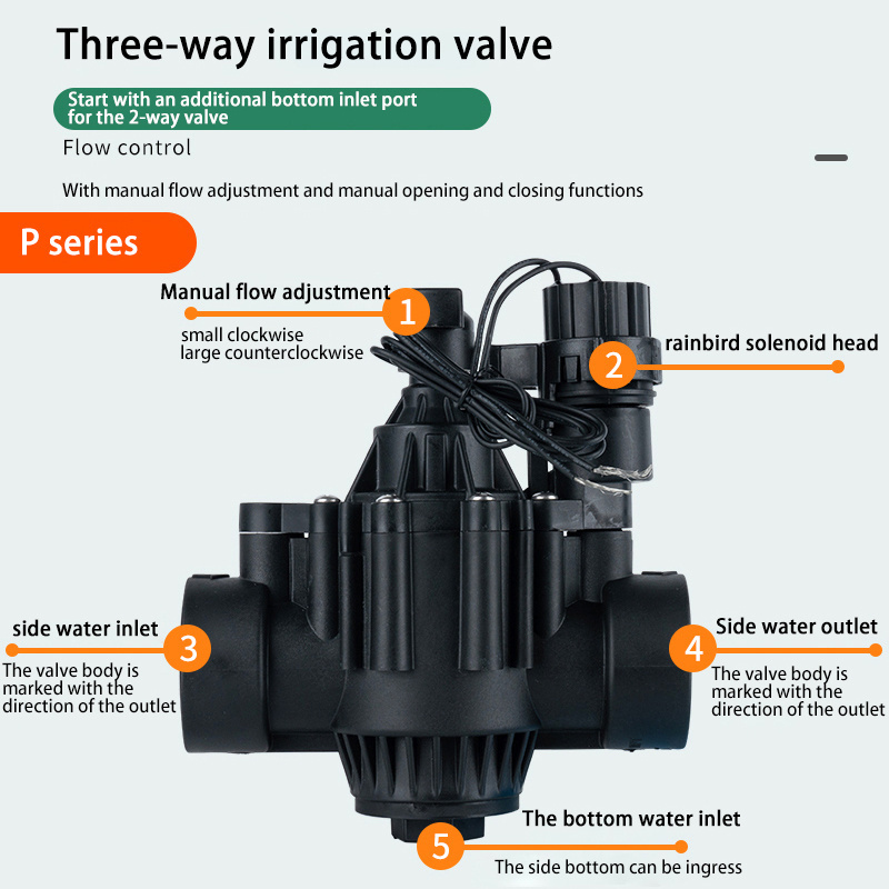 DN40 Three Channel Irrigation Solenoid Valve Manual Flow Regulation Irrigation Valve Rainbird Magnetic Head Solenoid Valve