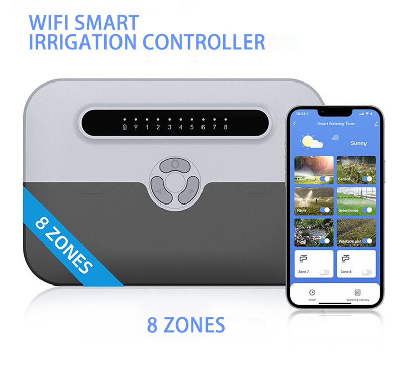 Mobile phone Wi-Fi smart control irrigation controller 8 way water valve connection controller for irrigation