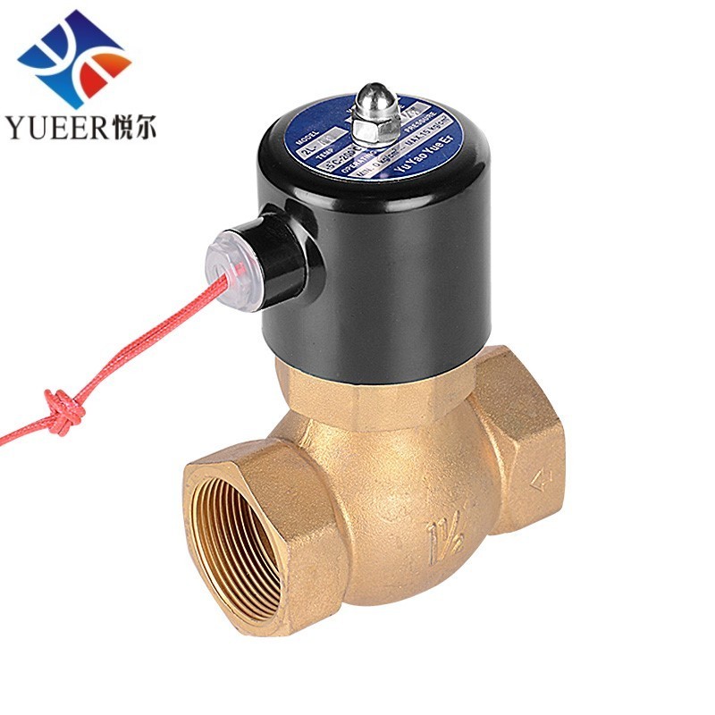 Yueer Normal closed high temperature 2 inch 24v 220v copper core coil air steam motor motorized control brass solenoid valve