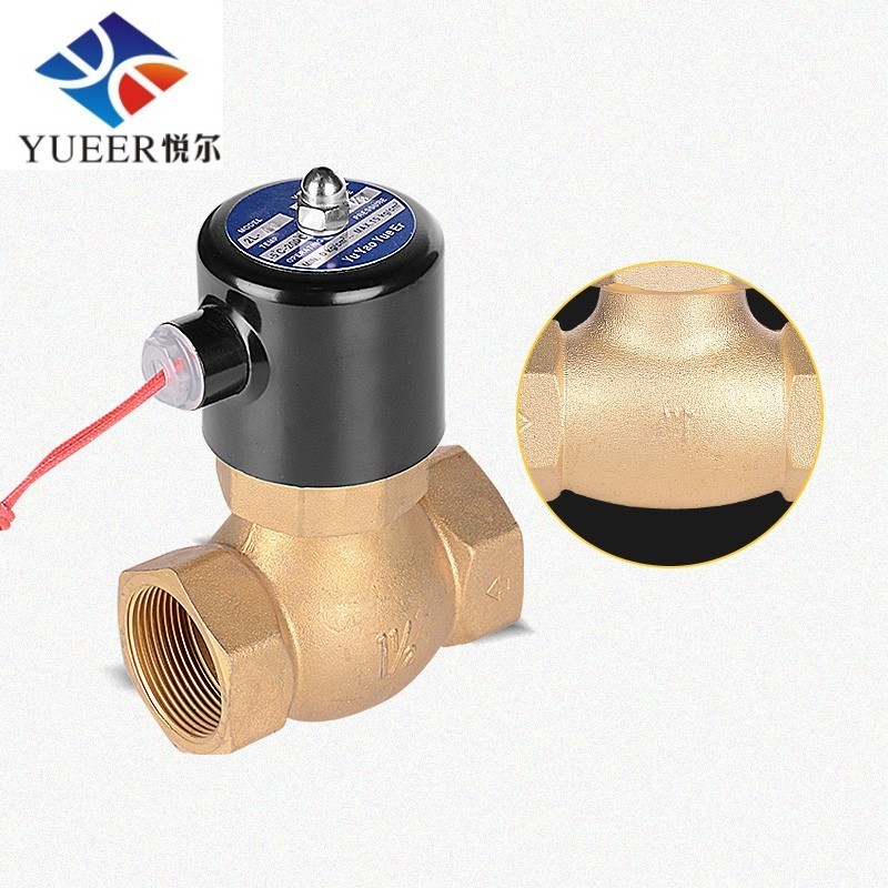 Yueer Normal closed high temperature 2 inch 24v 220v copper core coil air steam motor motorized control brass solenoid valve