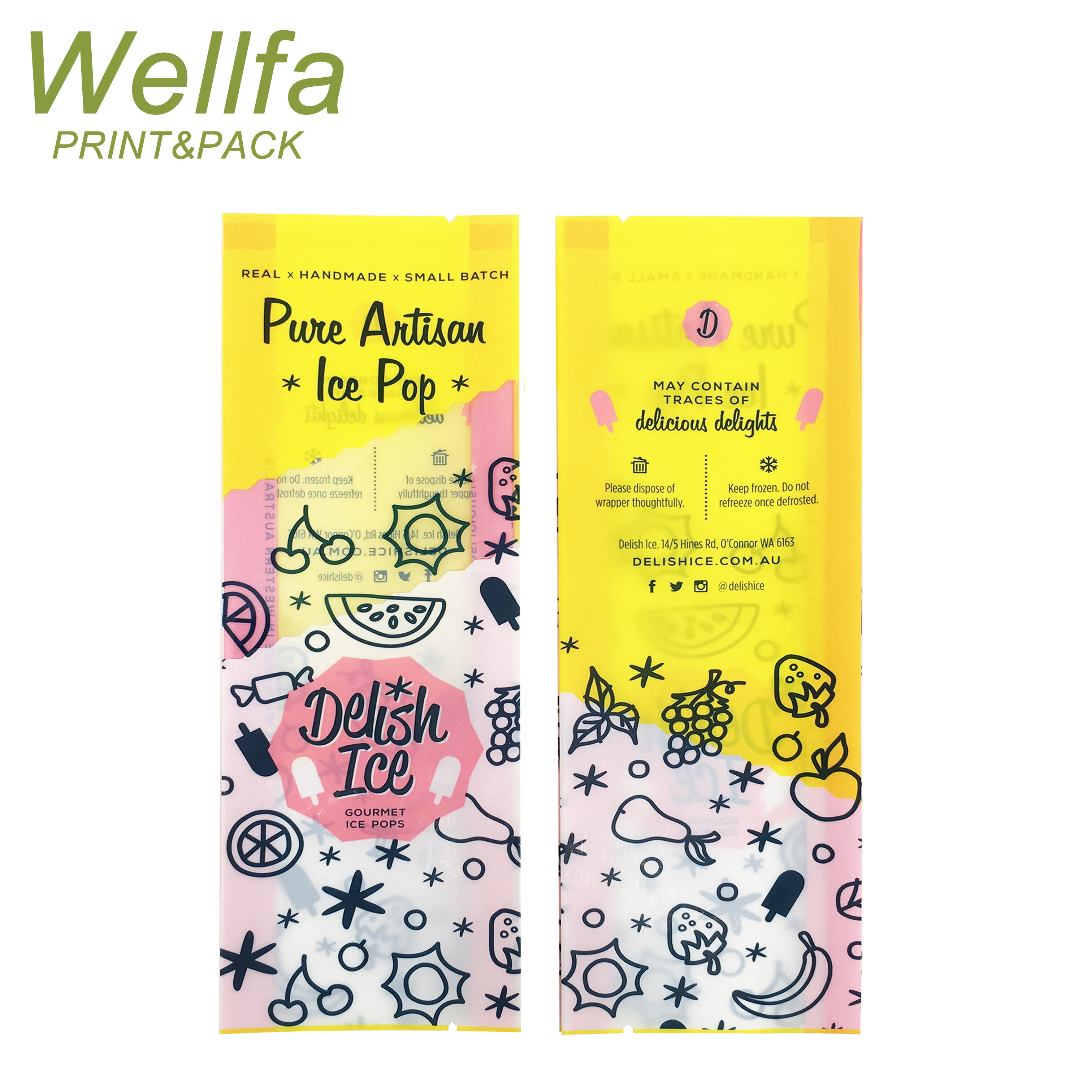 Colorful Printing Freeze Bag For Ice Popsicle Packaging Ice Pop Packaging