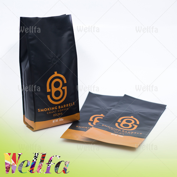 Custom Printing Side Gusset Foil Lined Coffee Package Bag With One Way Valve