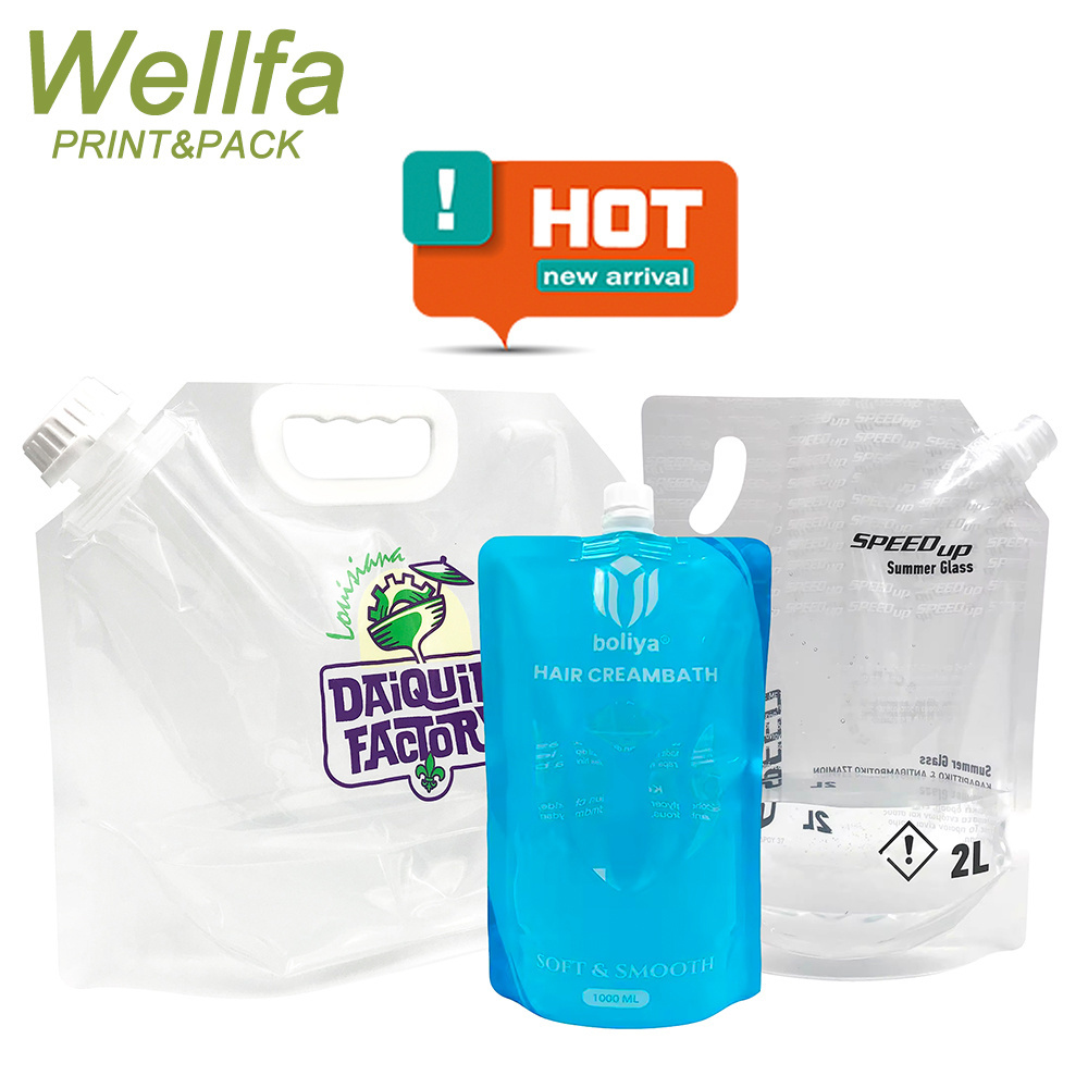 Custom Foldable Water Liquid Stand Up 1 Gallon Bag 1000Ml Rice Food Refill Packaging Clear 1L 2L 3L 4L 5L Spout Pouch