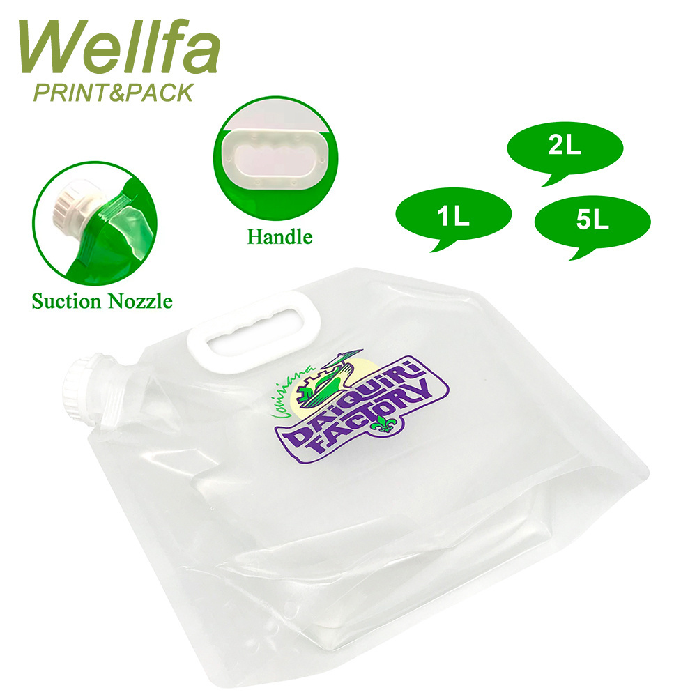 Custom Foldable Water Liquid Stand Up 1 Gallon Bag 1000Ml Rice Food Refill Packaging Clear 1L 2L 3L 4L 5L Spout Pouch