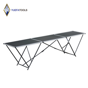 3M 3 section Aluminum profile Steel stand wallpaper pasting working folding table MDF black color outdoor