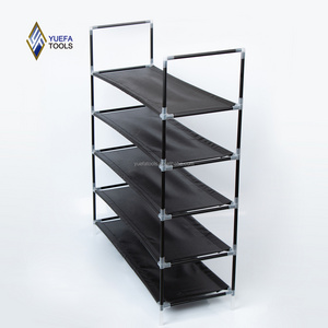 Shoe Storage Organizer with Non Woven Fabric Shoe Tower Shelf Metal Shoe Rack