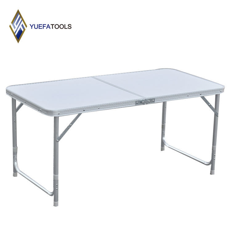 Folding Table 4 Ft Portable Picnic Dining Camping Table Indoor Outdoor Height Adjustable Camping Table with handle MDF top