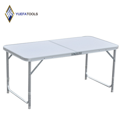 Folding Table 4 Ft Portable Picnic Dining Camping Table Indoor Outdoor Height Adjustable Camping Table with handle MDF top