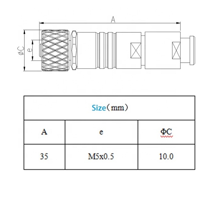 Industrial Waterproof IP67 IP68 Straight quick lock  M5 Female power Connector with cables for Sensor Application