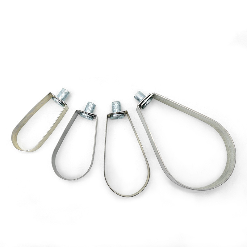 China Factory Galvanized Pear Shaped Hinged Pipe Clamp With Zinc Plating For Loop Hanger