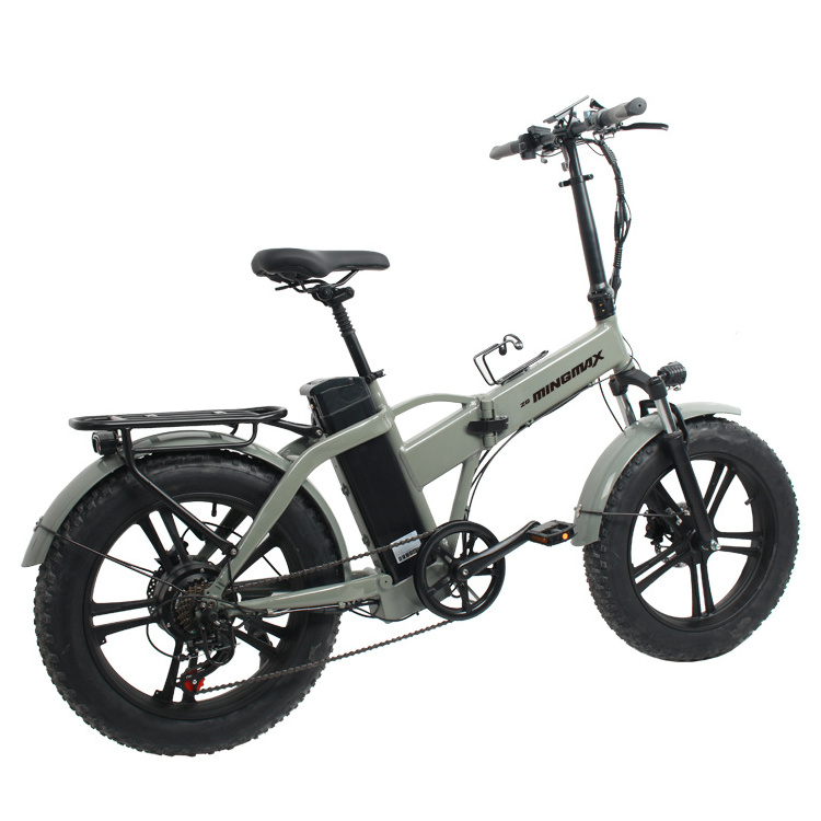 2023 MINGMAX 48V 750W 20 Inch 15 Mph Full Suspension Folding Fat Tire E Bike Ebike Fatbike Electric Bicycle