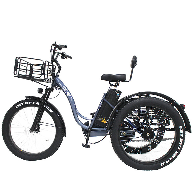 New 26 inch electric trike fat tire 3 wheel Electric Tricycle /three wheels adult cargo electric bike with basket with 500w 48v