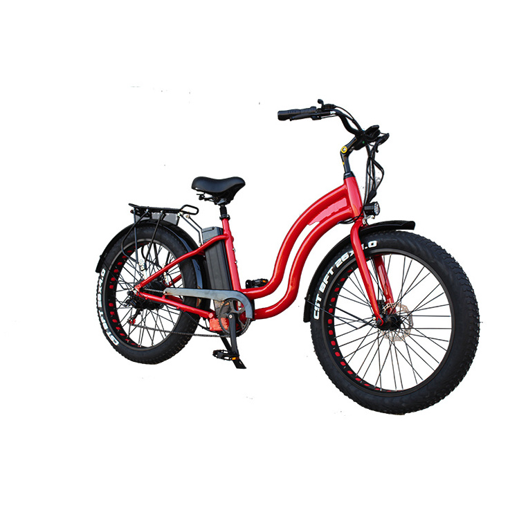 Two Wheel City bike electric bike for adult, Low step thru scrambler Fat tire city ebike 26*4.0 fat tyre beach cruiser e bike