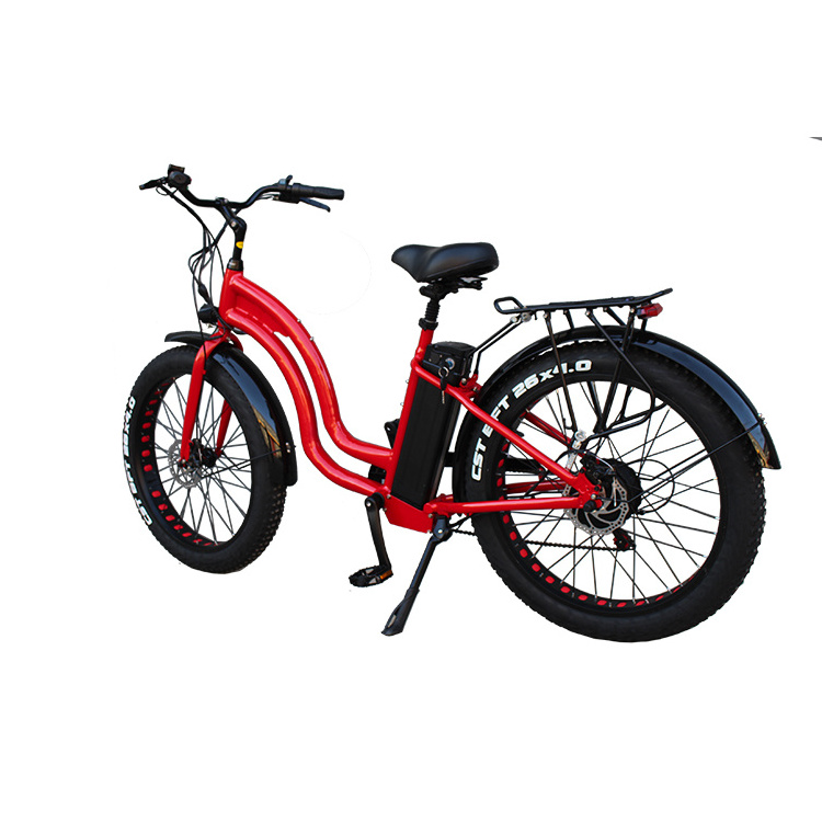 Two Wheel City bike electric bike for adult, Low step thru scrambler Fat tire city ebike 26*4.0 fat tyre beach cruiser e bike