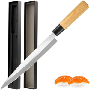 10 Inch Professional Stainless Steel Japanese Sashimi Knife Damascus Sushi Kitchen Knife with Wood Handle