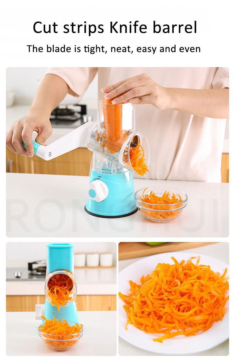 Vegetable Chopper Cheese Grater Rotary 3 Drum Blades Manual Slicer Cheese Grater Multi-function Vegetable Cutter