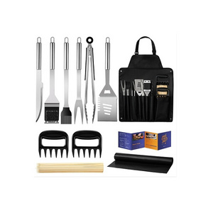 Barbecue Grilling Utensils Accessories Stainless Steel BBQ Tools Set For Men & Women With Storage Apron Gift Kit