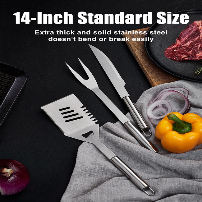 Barbecue Grilling Utensils Accessories Stainless Steel BBQ Tools Set For Men & Women With Storage Apron Gift Kit