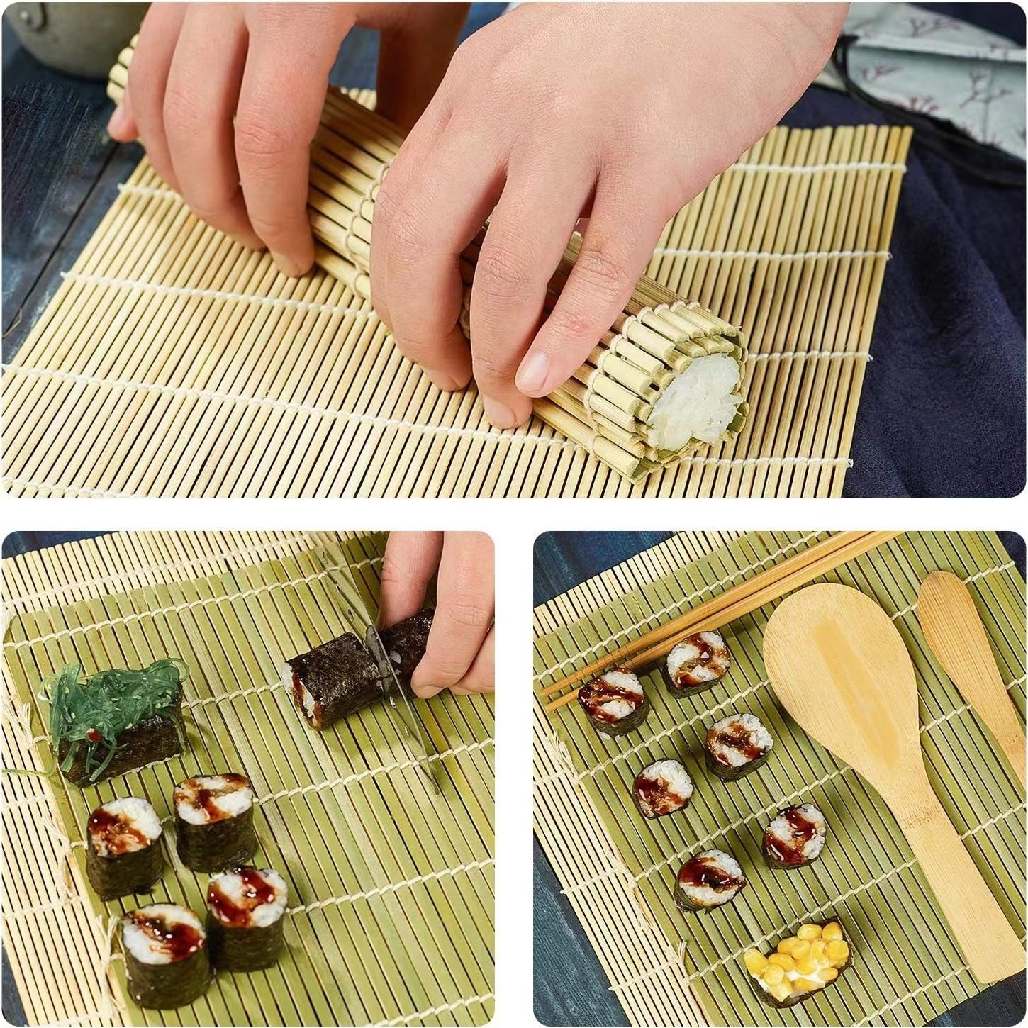 Sushi Bazooka Maker with Bamboo Mats Bamboo Chopsticks Avocado Slicer Paddle, Spreader Sushi Knife Sushi Making Kit