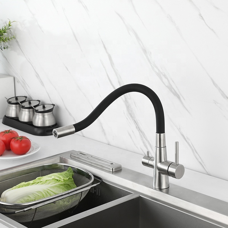 Best-selling Silicone Elbow Faucet Three-hole Water Purification Kitchen Faucet British Water Mixing Valve Kitchen Faucet