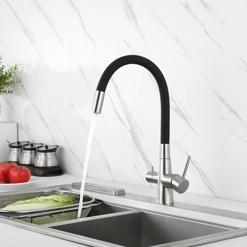 Best-selling Silicone Elbow Faucet Three-hole Water Purification Kitchen Faucet British Water Mixing Valve Kitchen Faucet