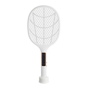 Hand-hold  Solar Mosquito Racket  USB Rechargeable Bug Zapper Electric Fly Insect Racket Mosquito Swatter