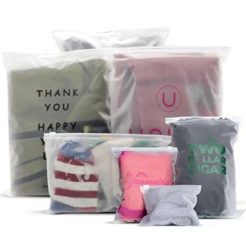 Recyclable eco-friendly custom logo cream nude white zipper bags hoodies t-shirt sock package clothing resealable zip lock bag