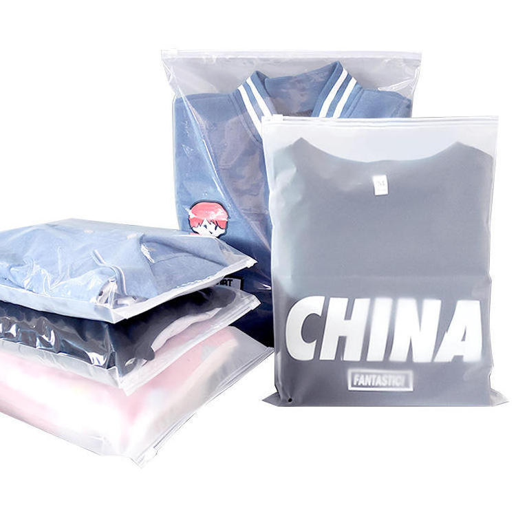 Custom Print Biodegradable Plastic T Shirt Clothing Ziplock Packaging Zip Lock Frosted Zipper Poly Bag With Your Logo