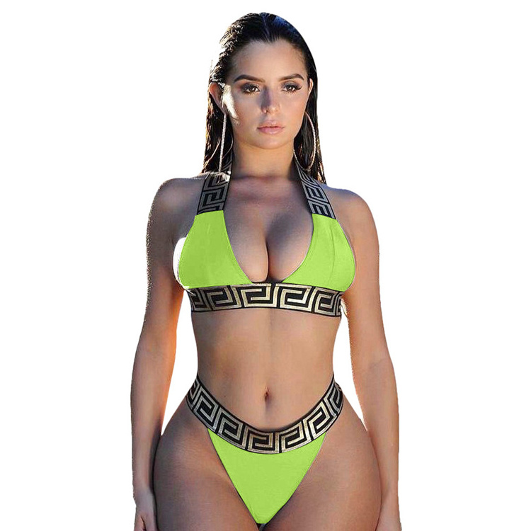 2022 Summer Printed Swimwear Bathing Suit Girl Bikini Beachwear Swimwear Yellow Sexy Girls Bikini