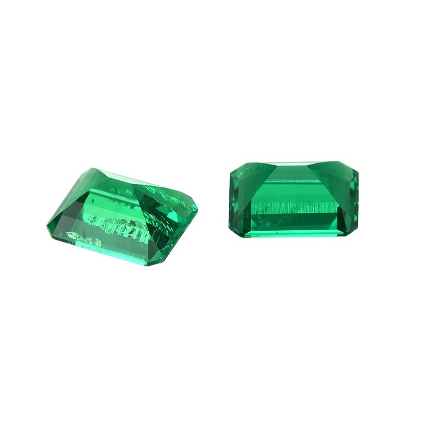 Loose colombia lab created jewelry emerald cut gemstone bead green emerald stone