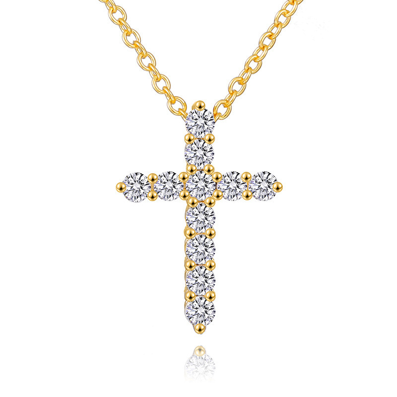 Geometry vvs moissanite diamond cross pendant necklace women 925 sterling silver hiphop moissanite cross pendant for men