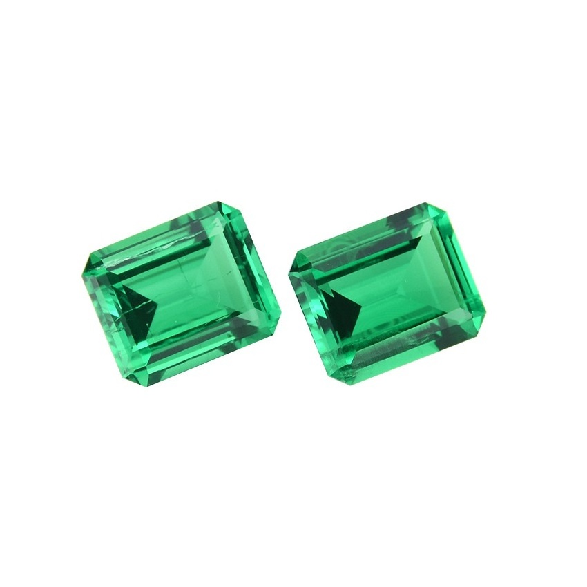 Loose colombia lab created jewelry emerald cut gemstone bead green emerald stone