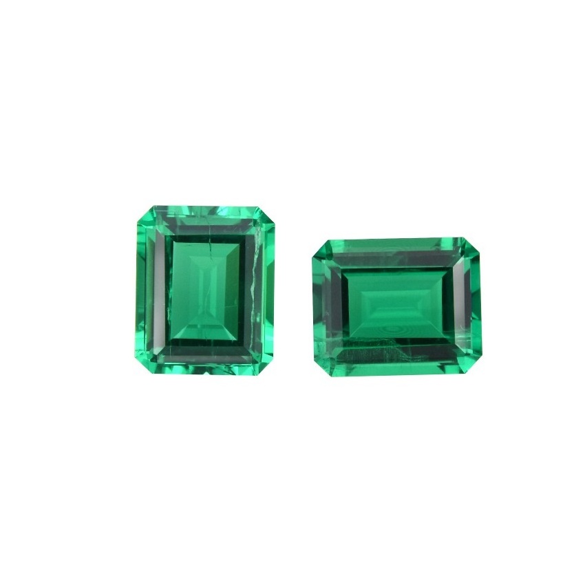 Loose colombia lab created jewelry emerald cut gemstone bead green emerald stone