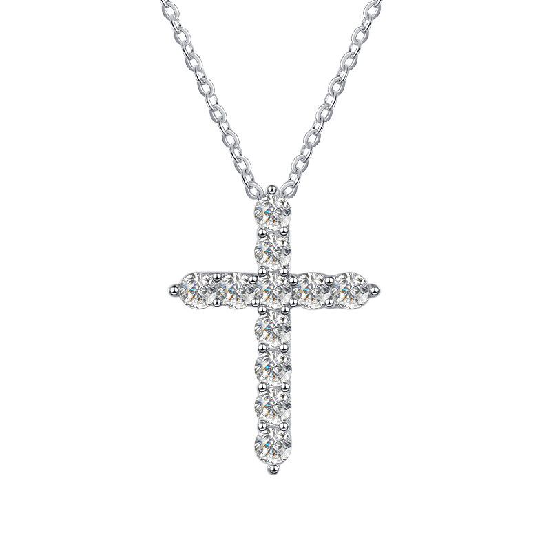 Geometry vvs moissanite diamond cross pendant necklace women 925 sterling silver hiphop moissanite cross pendant for men