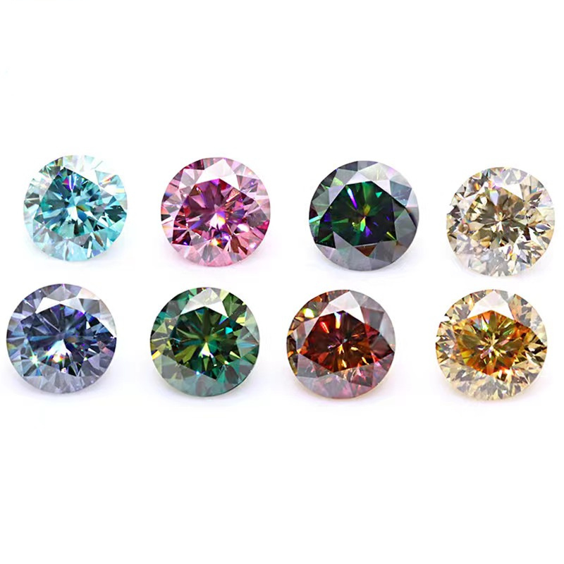 Wholesale colorful D color moissanite diamond stone white vvs round brilliant cut loose moissanite for jewelry making