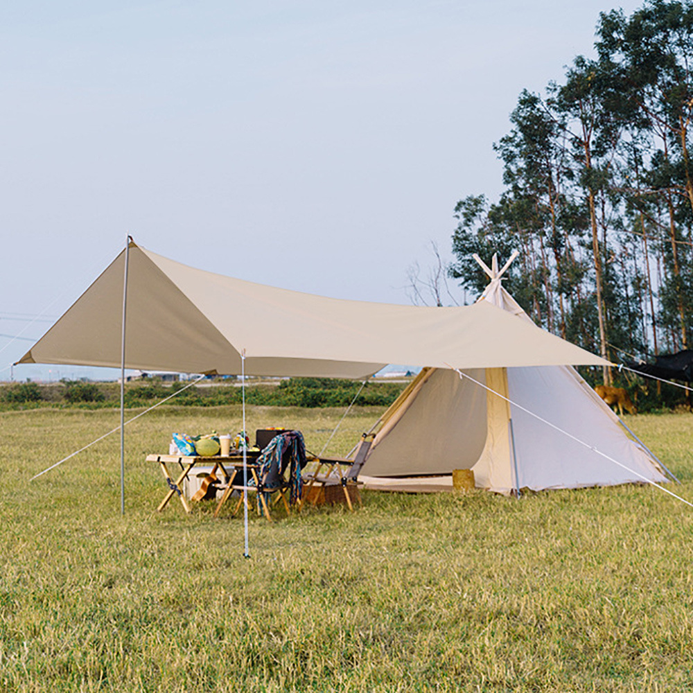 Outdoor Tent Camping Fine Camping Pyramid Rain Proof Oxford Cloth Canopy Shed Inside