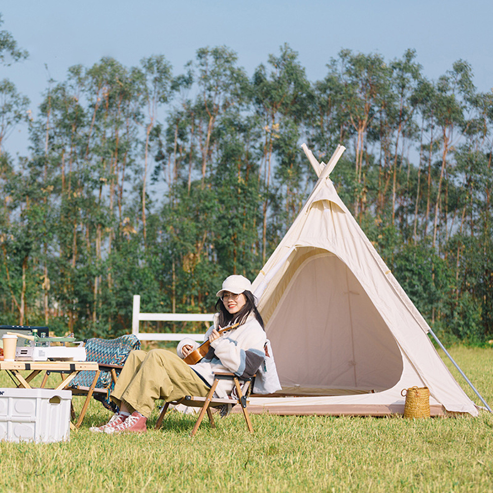 Outdoor Tent Camping Fine Camping Pyramid Rain Proof Oxford Cloth Canopy Shed Inside