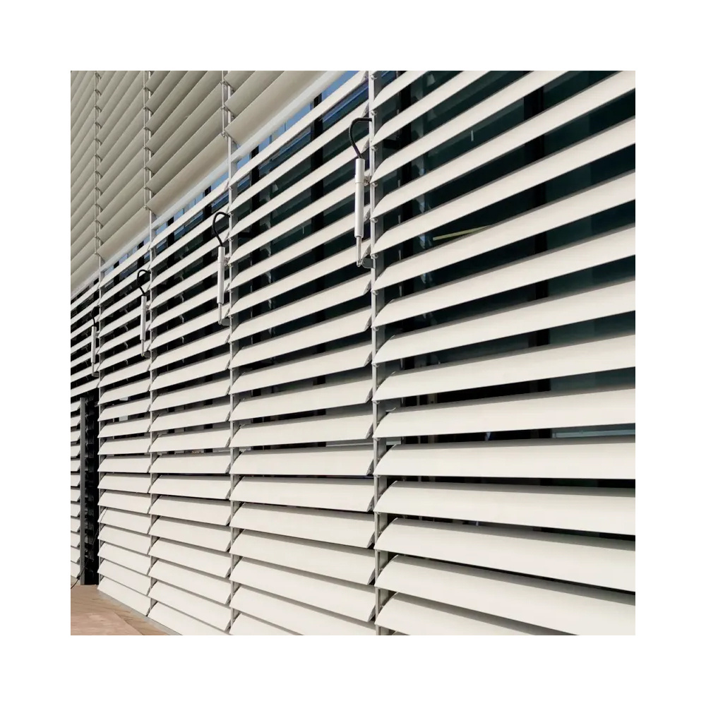 High Quality Building Facade Sun Shade Electric Shades Shutters Blinds Aluminum Jalousie Aerofoil Louver