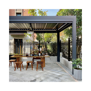 Freestanding Arches Arbours Pergolas Bridge Aluminum Gazebos Motorized Louvered Pergola with LED Lights Fan