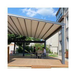 Hot Item Aluminum Motorized Pergola Patio Cover Garden Gazebo Porch Cover Electric Roof Retractable Pergola Roof Awnings